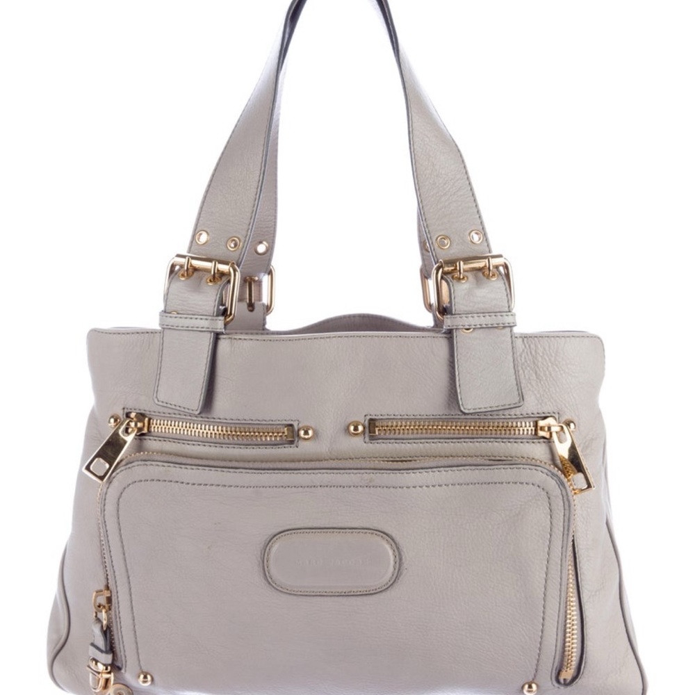 Marc Jacobs Light Gray Shoulder Bag with Gold Accents